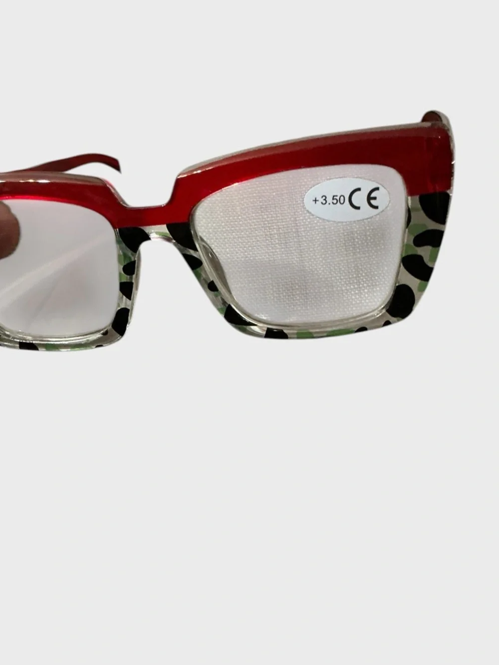 Oversized Square Reading Glasses Red Leopard +3.50 Chic Frame
